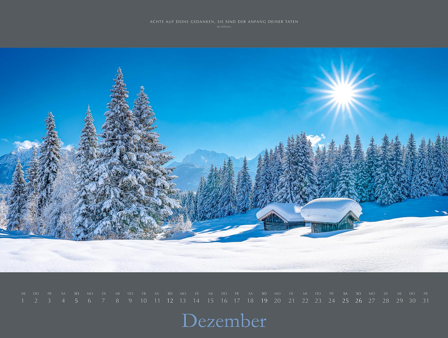 Bildkalender „Augenblicke zwischen Karwendel und Zugspitze“ 2027 — Dezember 2027 Winterlandschaft zwischen Krün und Mittenwald - Bildkalender "Augenblicke zwischen Karwendel und Zugspitze" 2027 - Dezember 2027