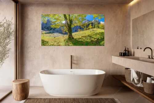 Herbstlicher Bergahorn im Oberreintal im Wettersteingebirge - Durchgeblitzt - Wandbild - Größe ca. 180x90cm, Seitenverhältnis 2:1 - Bergahorn im Oberreintal - weitere Infos unter https://www.kriner-weiermann.de