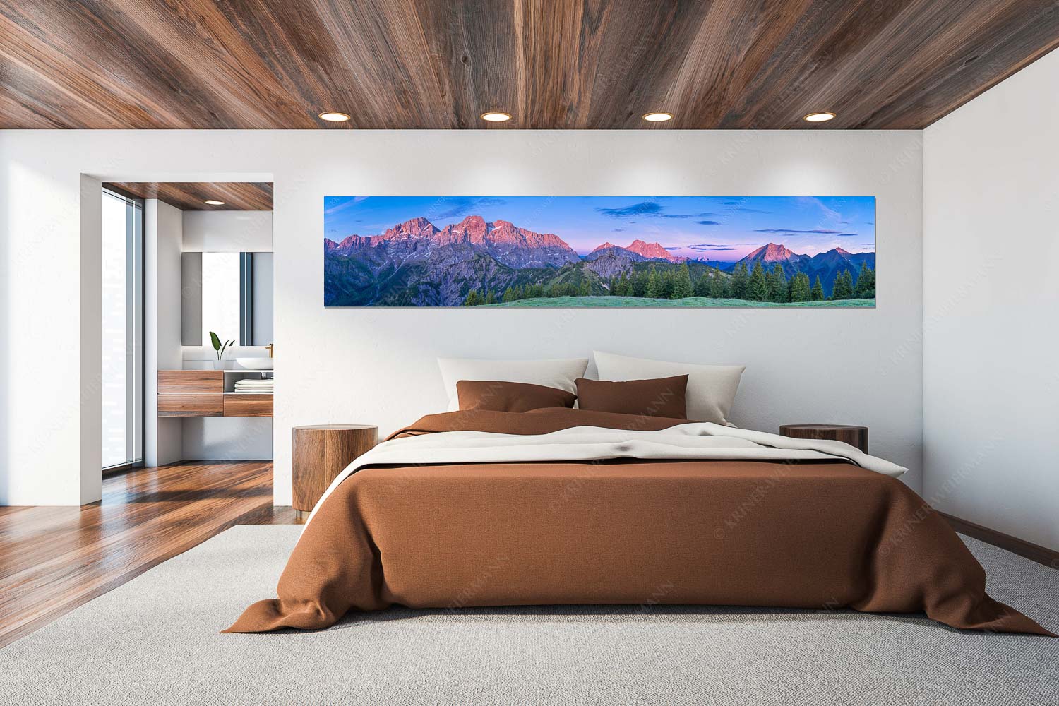 Blick von der Östlichen Karwendelspitze bis hin zur Soiernspitze - Großes Aufgebot - Wandbild - Größe ca. 300x60cm, Seitenverhältnis 5:1 - Karwendelpanorama - weitere Infos unter https://www.kriner-weiermann.de