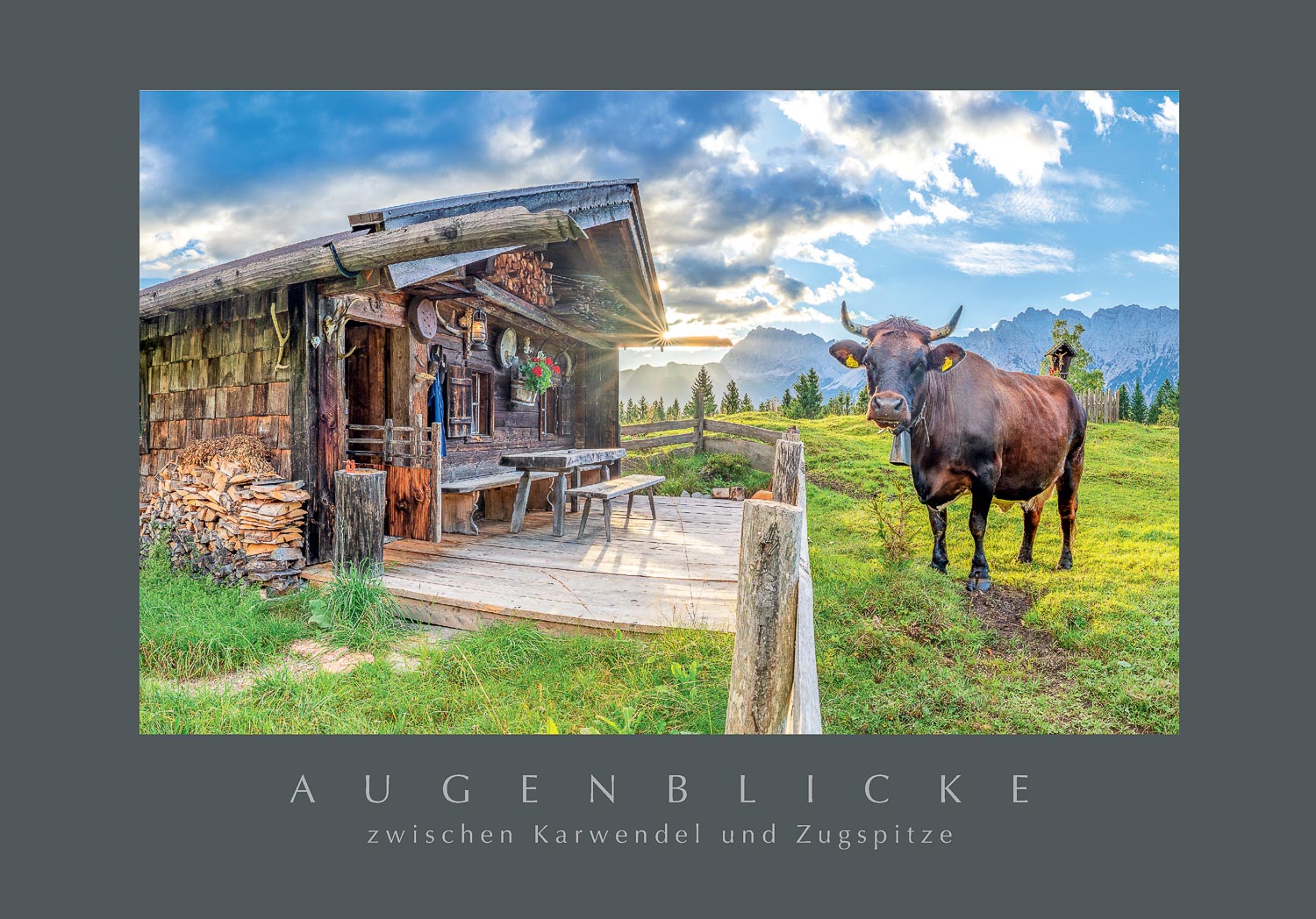 Malerische AlmhĂĽtte bei Mittenwald mit Karwendel - 1167 Almbiente - Postkarte