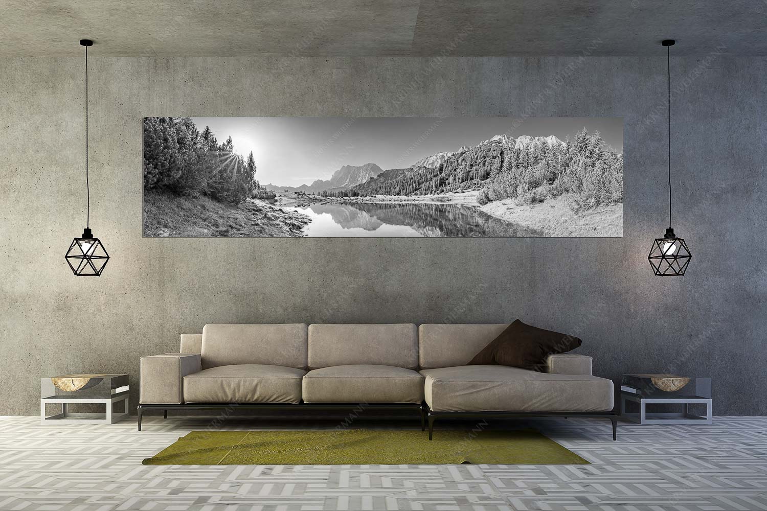 Almfrieden – Wandbild – Größe ca. 320x80cm, Seitenverhältnis 4:1 — Vereineralm im Karwendel Almsommer auf der Fereineralm im Karwendelgebirge - Almfrieden - Wandbild - Größe ca. 320x80cm, Seitenverhältnis 4:1 - Vereineralm im Karwendel - weitere Infos unter https://www.kriner-weiermann.de