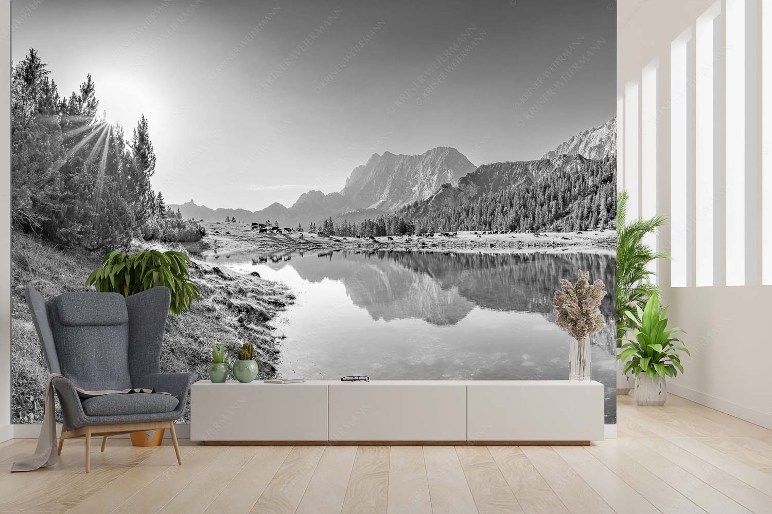 Almfrieden – Fototapete – Größe ca. 300x200cm, Seitenverhältnis 3:2 — Vereineralm im Karwendel Almsommer auf der Fereineralm im Karwendelgebirge - Almfrieden - Fototapete - Größe ca. 300x200cm, Seitenverhältnis 3:2 - Vereineralm im Karwendel - weitere Infos unter https://www.kriner-weiermann.de