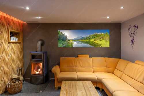 Almsommer auf der Fereineralm im Karwendelgebirge - Almfrieden - Wandbild - Größe ca. 180x60cm, Seitenverhältnis 3:1 - Vereineralm im Karwendel - weitere Infos unter https://www.kriner-weiermann.de