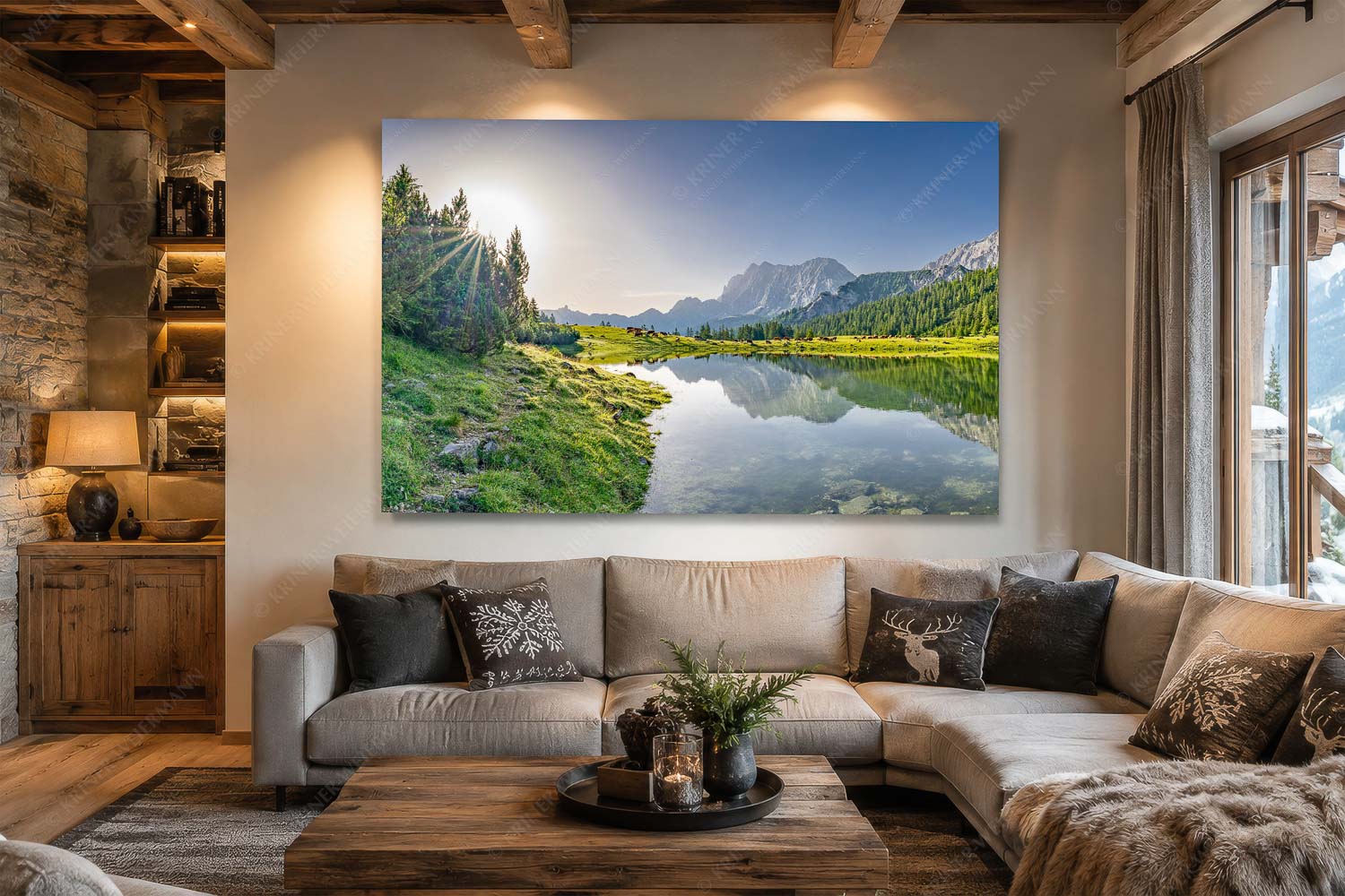 Almfrieden – Wandbild – Größe ca. 210x140cm, Seitenverhältnis 3:2 — Vereineralm im Karwendel Almsommer auf der Fereineralm im Karwendelgebirge - Almfrieden - Wandbild - Größe ca. 210x140cm, Seitenverhältnis 3:2 - Vereineralm im Karwendel - weitere Infos unter https://www.kriner-weiermann.de