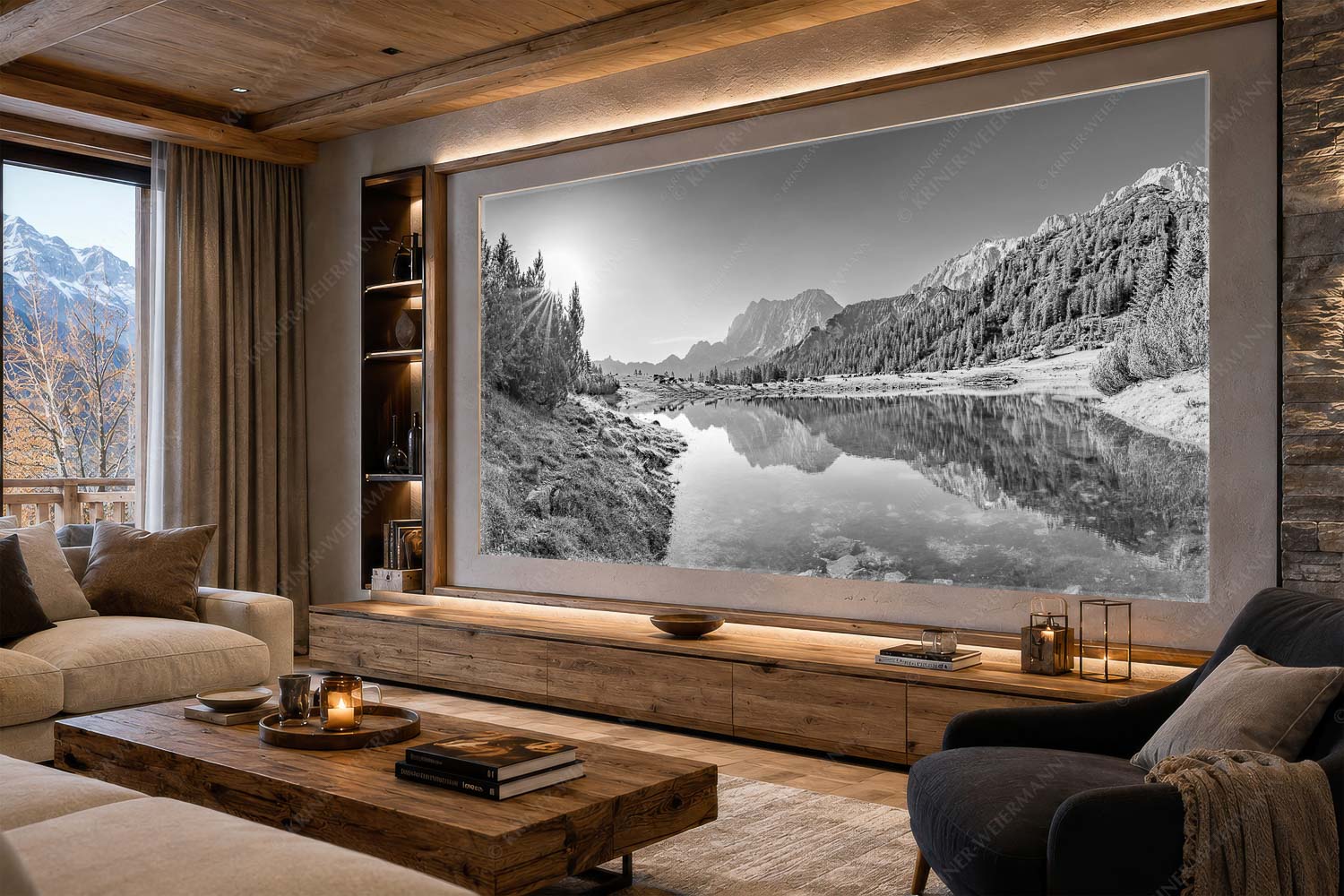 Almfrieden – LED Leuchtbild – Größe ca. 300x150cm, Seitenverhältnis 2:1 — Vereineralm im Karwendel Almsommer auf der Fereineralm im Karwendelgebirge - Almfrieden - LED Leuchtbild - Größe ca. 300x150cm, Seitenverhältnis 2:1 - Vereineralm im Karwendel - weitere Infos unter https://www.kriner-weiermann.de