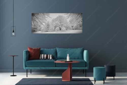 Frisch verschneiter Hutewald am Kranzberg bei Mittenwald - Lautlos - Wandbild - Größe ca. 175x70cm, Seitenverhältnis 2,5:1 - Kranzberg bei Mittenwald - weitere Infos unter https://www.kriner-weiermann.de