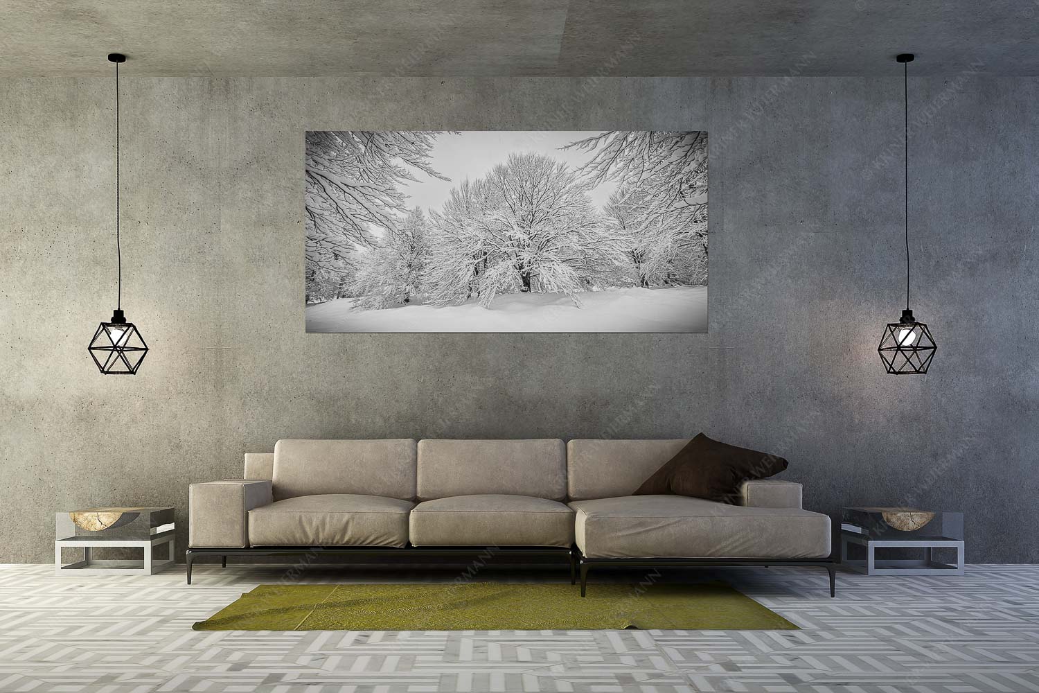 Lautlos – Wandbild – Größe ca. 200x100cm, Seitenverhältnis 2: — Kranzberg bei Mittenwald Frisch verschneiter Hutewald am Kranzberg bei Mittenwald - Lautlos - Wandbild - Größe ca. 200x100cm, Seitenverhältnis 2: - Kranzberg bei Mittenwald - weitere Infos unter https://www.kriner-weiermann.de