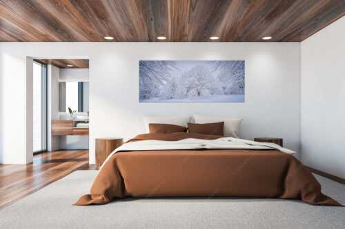 Frisch verschneiter Hutewald am Kranzberg bei Mittenwald - Lautlos - Wandbild - Größe ca. 200x80cm, Seitenverhältnis 2,5:1 - Kranzberg bei Mittenwald - weitere Infos unter https://www.kriner-weiermann.de