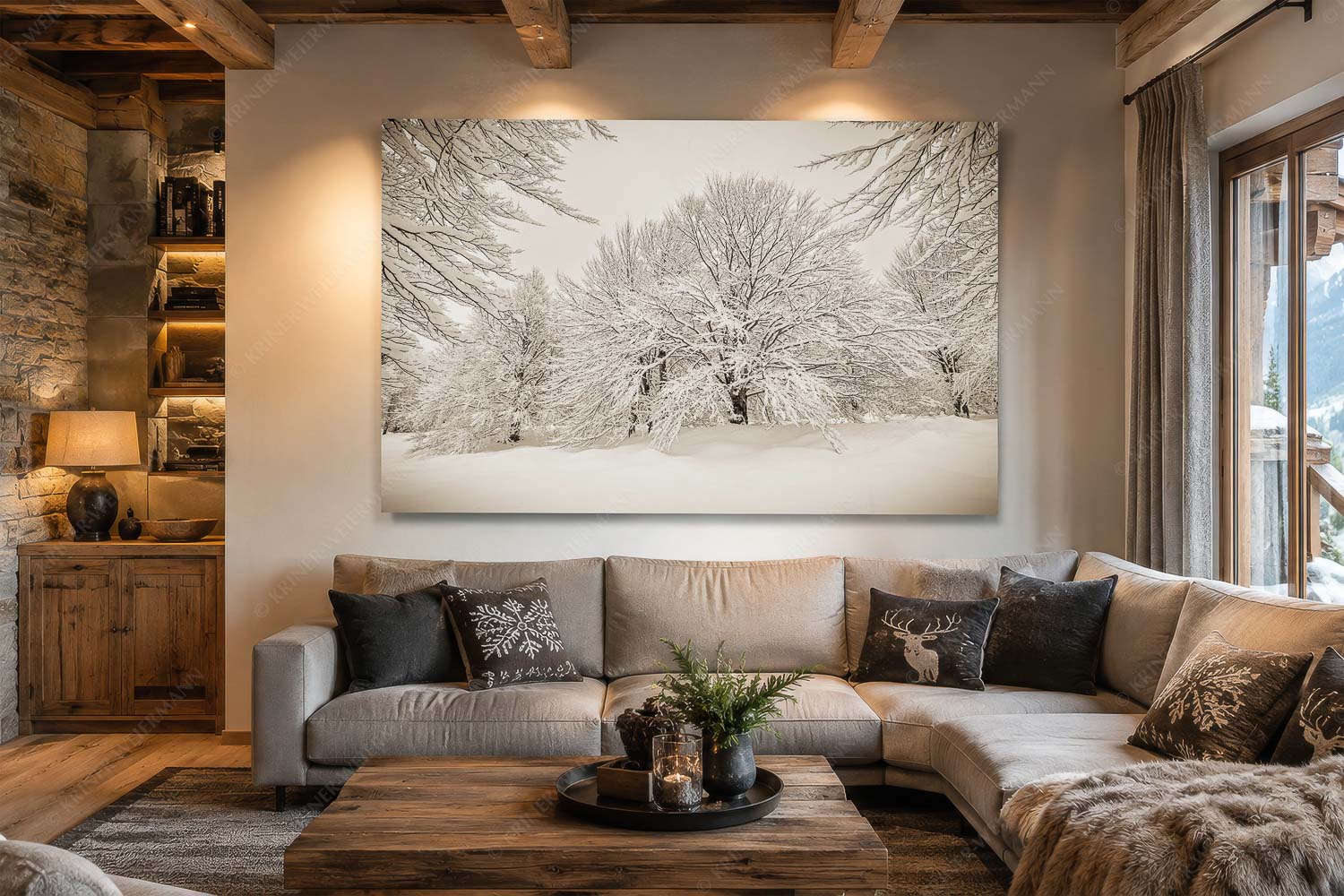 Lautlos – Wandbild – Größe ca. 210x140cm, Seitenverhältnis 3: — Kranzberg bei Mittenwald Frisch verschneiter Hutewald am Kranzberg bei Mittenwald - Lautlos - Wandbild - Größe ca. 210x140cm, Seitenverhältnis 3: - Kranzberg bei Mittenwald - weitere Infos unter https://www.kriner-weiermann.de