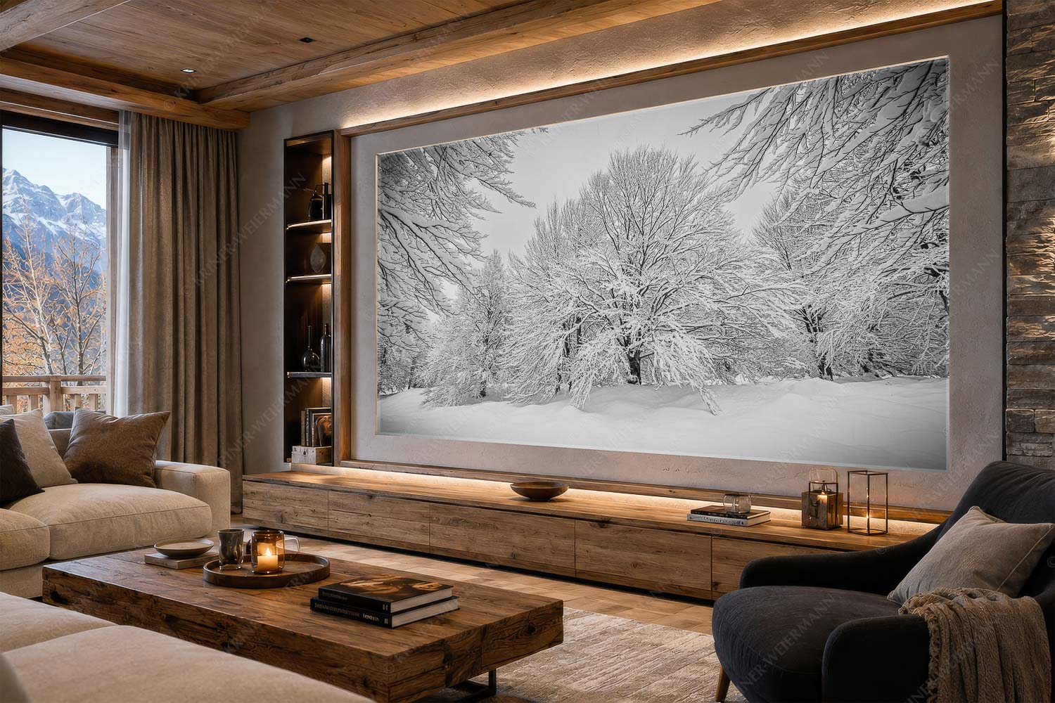 Lautlos – LED Leuchtbild – Größe ca. 300x150cm, Seitenverhältnis 2:1 — Kranzberg bei Mittenwald Frisch verschneiter Hutewald am Kranzberg bei Mittenwald - Lautlos - LED Leuchtbild - Größe ca. 300x150cm, Seitenverhältnis 2:1 - Kranzberg bei Mittenwald - weitere Infos unter https://www.kriner-weiermann.de
