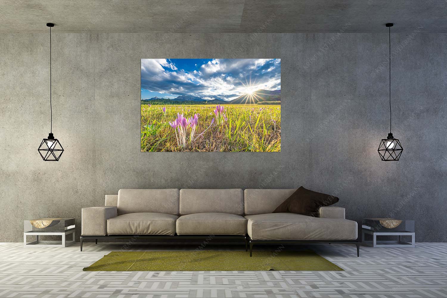 Herbstelfen – Wandbild – Größe ca. 180x120cm, Seitenverhältnis 3:2 — Barmsee Sonnenuntergang Prachtvoll zeigen sich die Herbstzeitlosen im Moor beim Barmsee - Herbstelfen - Wandbild - Größe ca. 180x120cm, Seitenverhältnis 3:2 - Barmsee Sonnenuntergang - weitere Infos unter https://www.kriner-weiermann.de