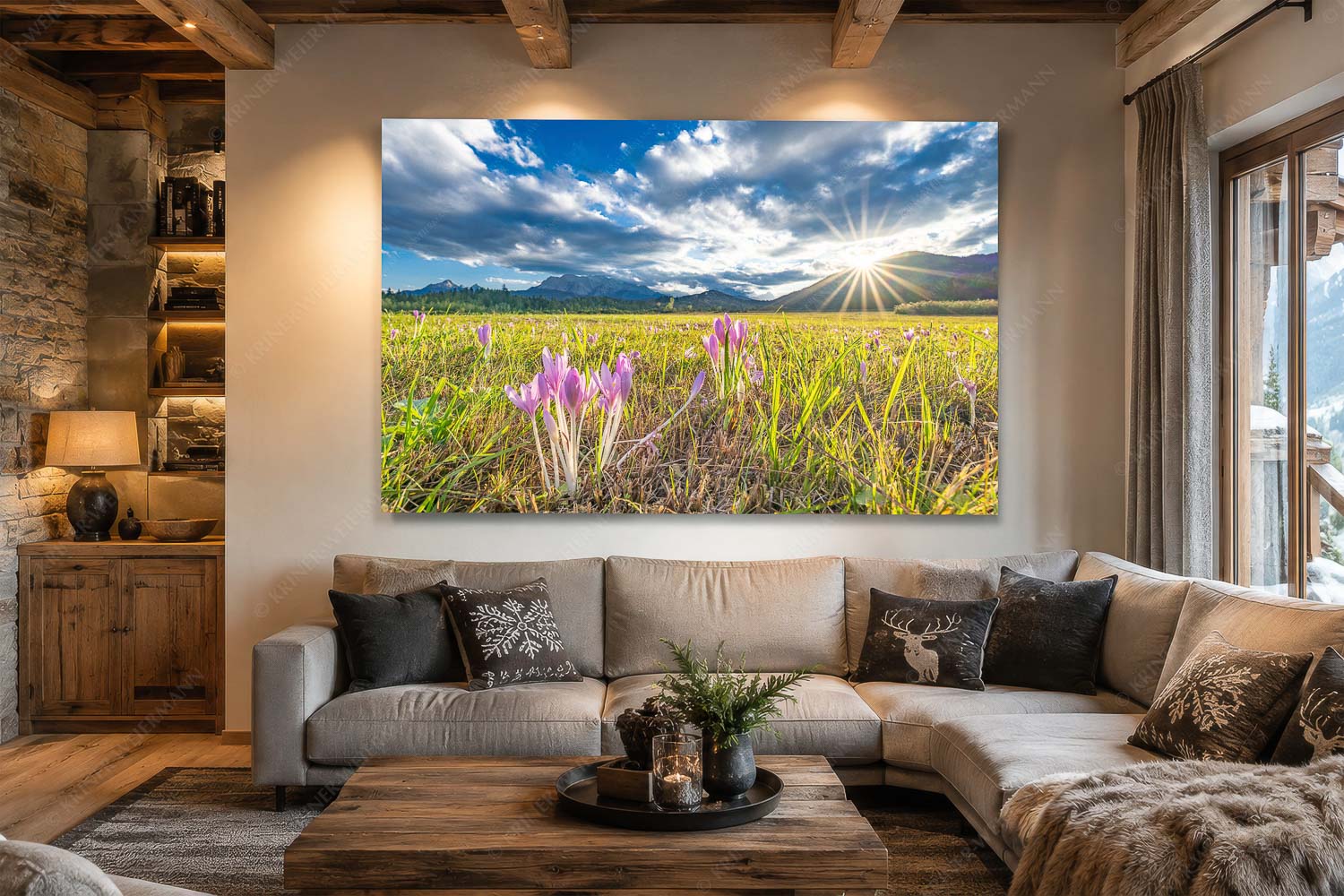 Herbstelfen – Wandbild – Größe ca. 210x140cm, Seitenverhältnis 3:2 — Barmsee Sonnenuntergang Prachtvoll zeigen sich die Herbstzeitlosen im Moor beim Barmsee - Herbstelfen - Wandbild - Größe ca. 210x140cm, Seitenverhältnis 3:2 - Barmsee Sonnenuntergang - weitere Infos unter https://www.kriner-weiermann.de