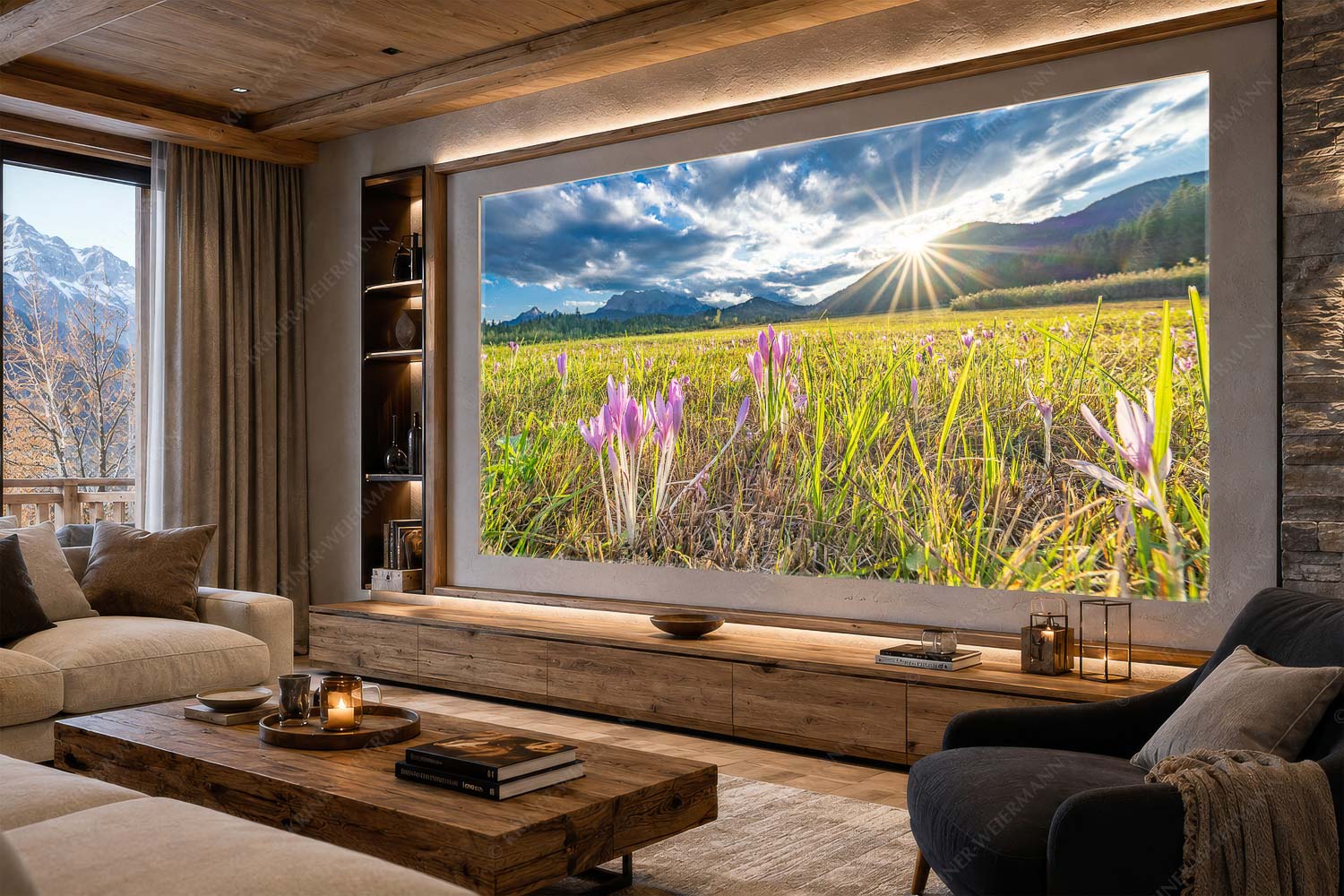 Herbstelfen – LED Leuchtbild – Größe ca. 300x150cm, Seitenverhältnis 2:1 — Barmsee Sonnenuntergang Prachtvoll zeigen sich die Herbstzeitlosen im Moor beim Barmsee - Herbstelfen - LED Leuchtbild - Größe ca. 300x150cm, Seitenverhältnis 2:1 - Barmsee Sonnenuntergang - weitere Infos unter https://www.kriner-weiermann.de