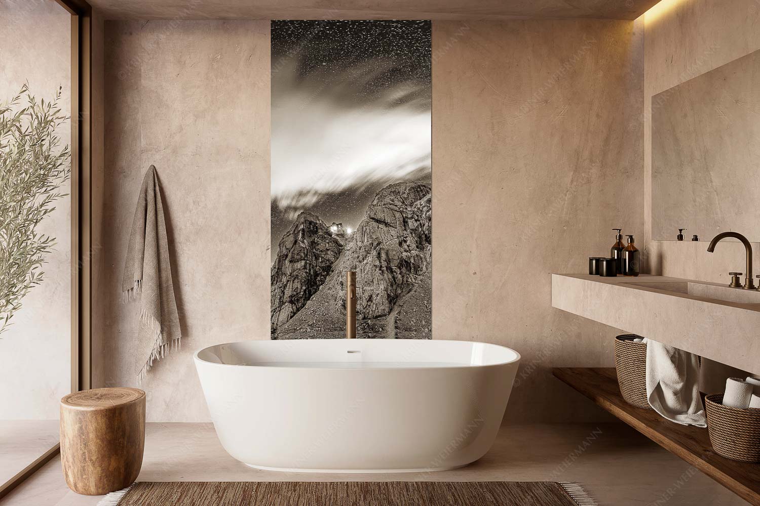 Sternstunden – Wandbild – Größe ca. 100x200cm, Seitenverhältnis 1:2 — Meilerhütte – Wettersteingebirge Die Meilerhütte bei Nacht tront wie eine Kanzel - Sternstunden - Wandbild - Größe ca. 100x200cm, Seitenverhältnis 1:2 - Meilerhütte - Wettersteingebirge - weitere Infos unter https://www.kriner-weiermann.de
