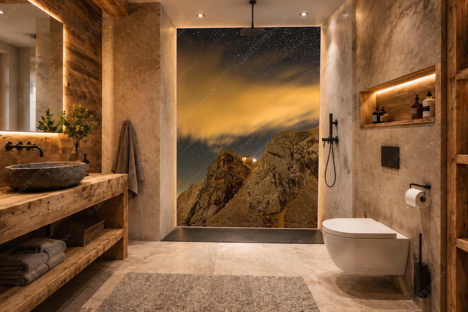Sternstunden – LED Glas Leuchtbild – Größe ca. 160x240cm, Seitenverhältnis 2:3 — Meilerhütte – Wettersteingebirge Die Meilerhütte bei Nacht tront wie eine Kanzel - Sternstunden - LED Glas Leuchtbild - Größe ca. 160x240cm, Seitenverhältnis 2:3 - Meilerhütte - Wettersteingebirge - weitere Infos unter https://www.kriner-weiermann.de