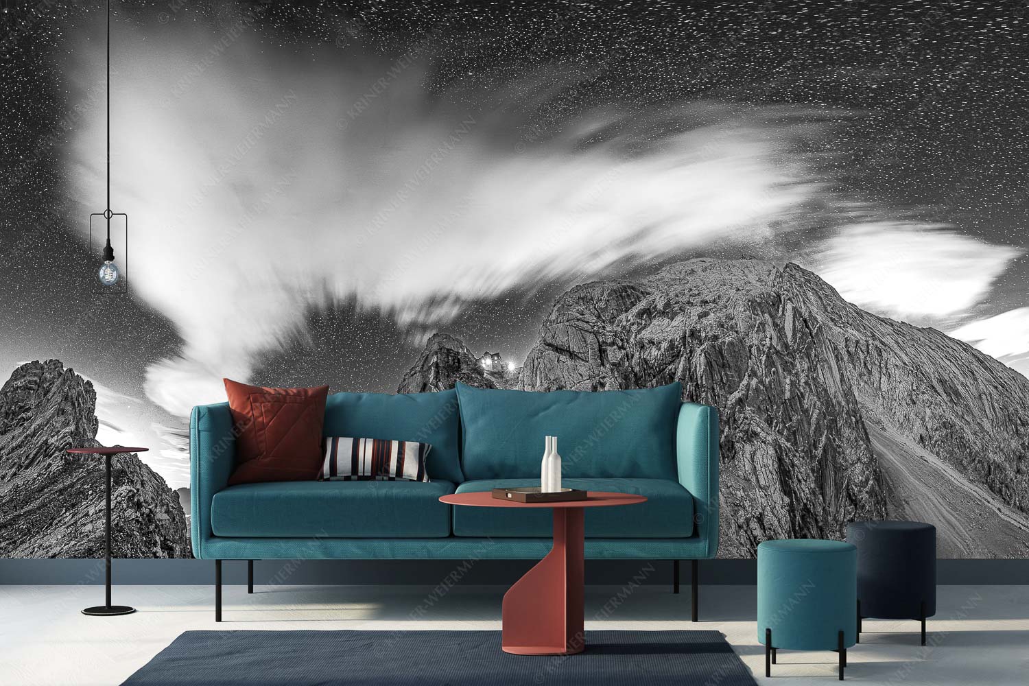 Sternstunden – Fototapete – Größe ca. 400x200cm, Seitenverhältnis 2:1 — Meilerhütte – Wettersteingebirge Die Meilerhütte bei Nacht tront wie eine Kanzel - Sternstunden - Fototapete - Größe ca. 400x200cm, Seitenverhältnis 2:1 - Meilerhütte - Wettersteingebirge - weitere Infos unter https://www.kriner-weiermann.de