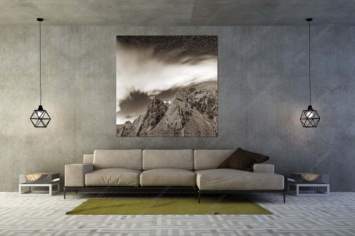 Sternstunden – Wandbild – Größe ca. 160x160cm, Seitenverhältnis 1:1 — Meilerhütte – Wettersteingebirge Die Meilerhütte bei Nacht tront wie eine Kanzel - Sternstunden - Wandbild - Größe ca. 160x160cm, Seitenverhältnis 1:1 - Meilerhütte - Wettersteingebirge - weitere Infos unter https://www.kriner-weiermann.de