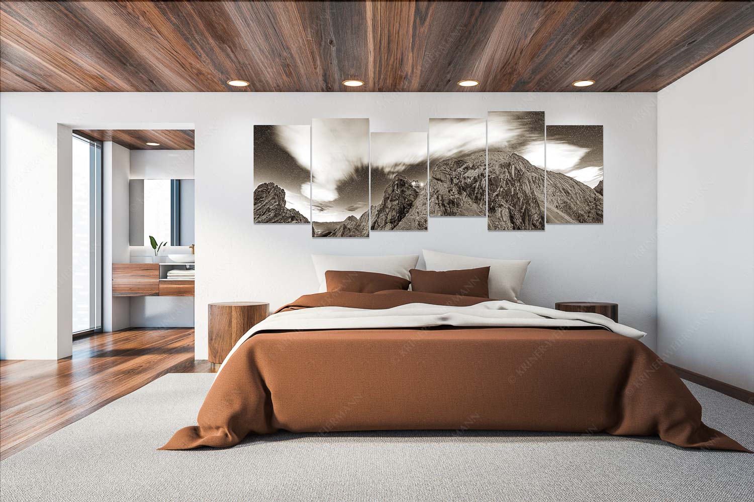 Sternstunden – Wandbild – 6er Split, Größe ca. 280x112cm, Seitenverhältnis 2,5:1 — Meilerhütte – Wettersteingebirge Die Meilerhütte bei Nacht tront wie eine Kanzel - Sternstunden - Wandbild - 6er Split, Größe ca. 280x112cm, Seitenverhältnis 2,5:1 - Meilerhütte - Wettersteingebirge - weitere Infos unter https://www.kriner-weiermann.de