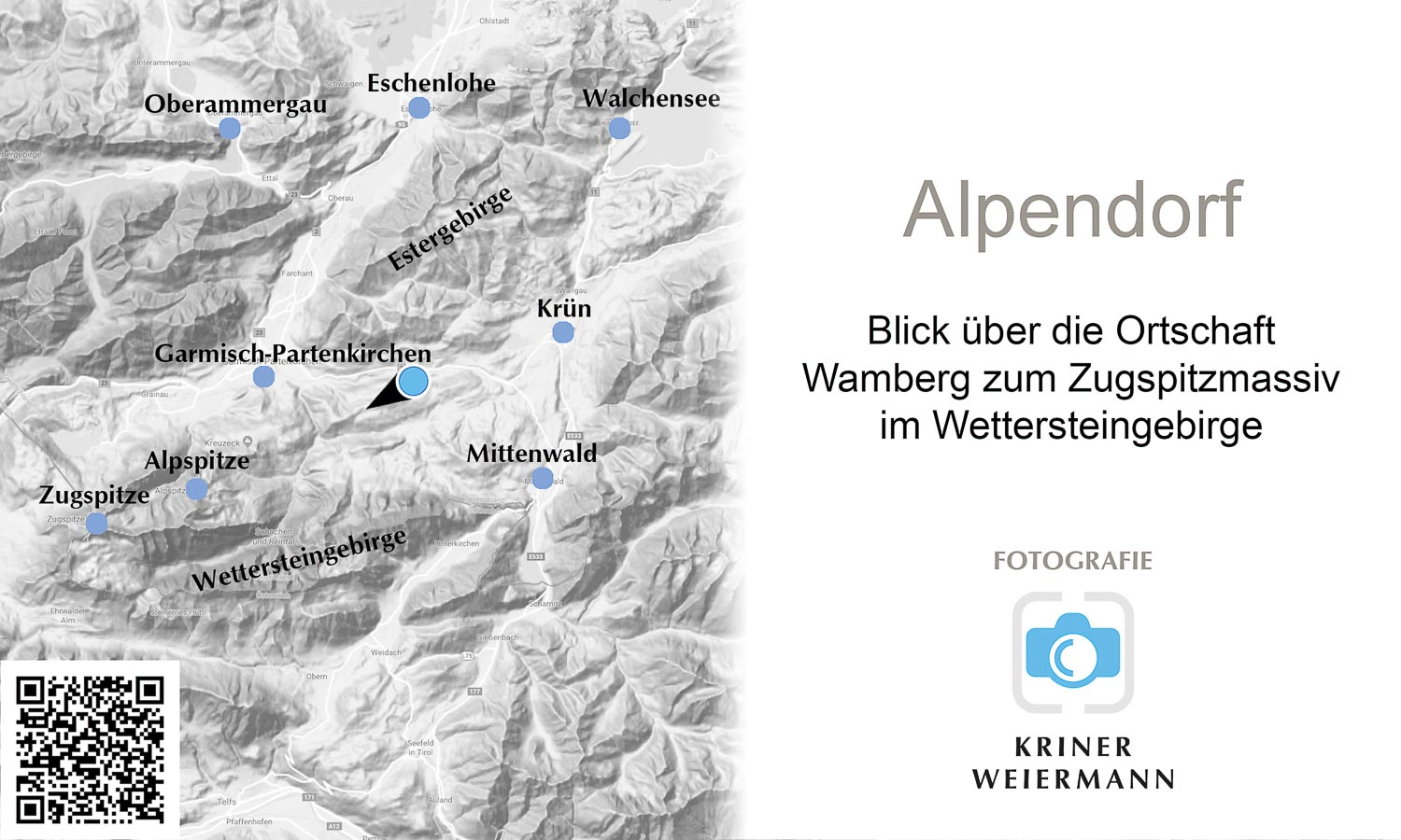 Blick über die Ortschaft Wamberg zum Zugspitzmassiv im Wettersteingebirge - Alpendorf -