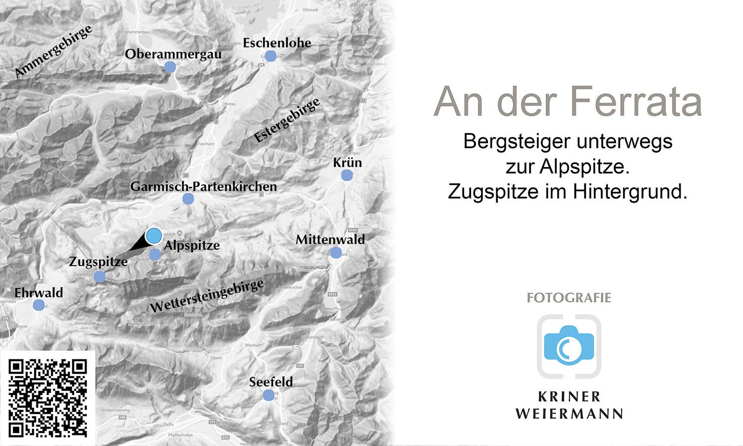 Bergsteiger unterwegs zur Alpspitze. Zugspitze im Hintergrund. - An der Ferrata -